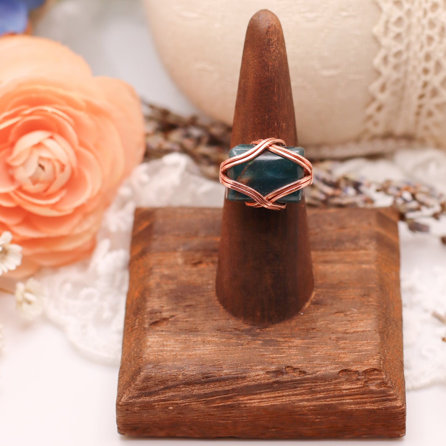 Blue Apatite & Copper Ring (SIZE 8)